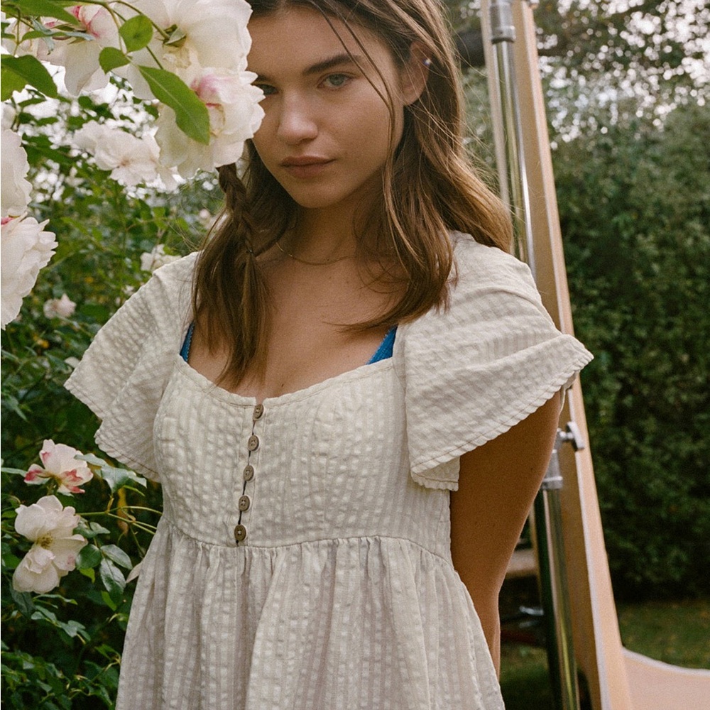 White Button-Front Dress